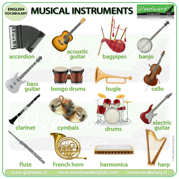 vinger Bijdragen vriendschap Musical Instruments - English Vocabulary List