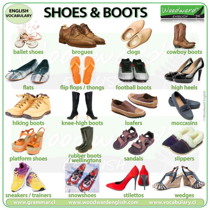 Types of shoes and boots in English 