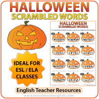 Halloween Scrambled Words in English